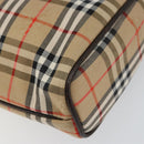 Burberrys Nova Check Pouch Canvas Leather Beige Auth ti3546-7