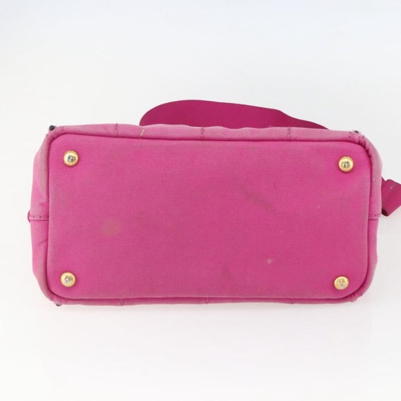 PRADA Canapa PM Hand Bag Canvas 2way Pink Gold Auth ti3547