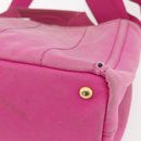 PRADA Canapa PM Hand Bag Canvas 2way Pink Gold Auth ti3547-10