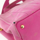 PRADA Canapa PM Hand Bag Canvas 2way Pink Gold Auth ti3547-15