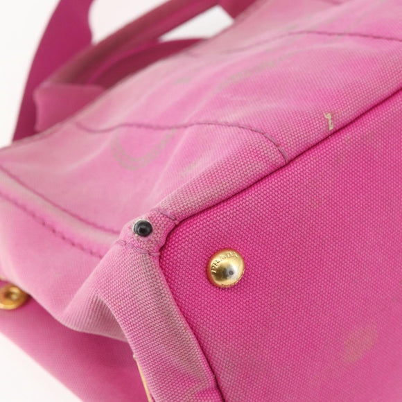PRADA Canapa PM Hand Bag Canvas 2way Pink Gold Auth ti3547