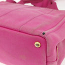 PRADA Canapa PM Hand Bag Canvas 2way Pink Gold Auth ti3547-16