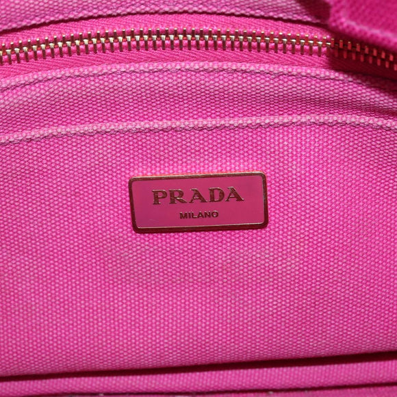 PRADA Canapa PM Hand Bag Canvas 2way Pink Gold Auth ti3547