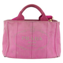 PRADA Canapa PM Hand Bag Canvas 2way Pink Gold Auth ti3547-13