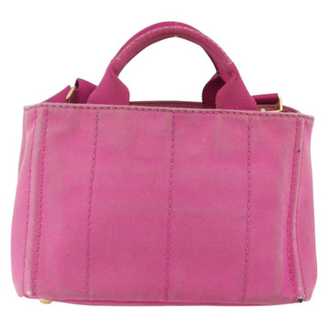 PRADA Canapa PM Hand Bag Canvas 2way Pink Gold Auth ti3547 - 0
