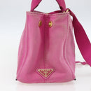 PRADA Canapa PM Hand Bag Canvas 2way Pink Gold Auth ti3547-3