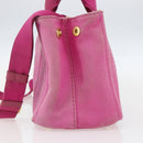 PRADA Canapa PM Hand Bag Canvas 2way Pink Gold Auth ti3547-4