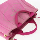 PRADA Canapa PM Hand Bag Canvas 2way Pink Gold Auth ti3547-6