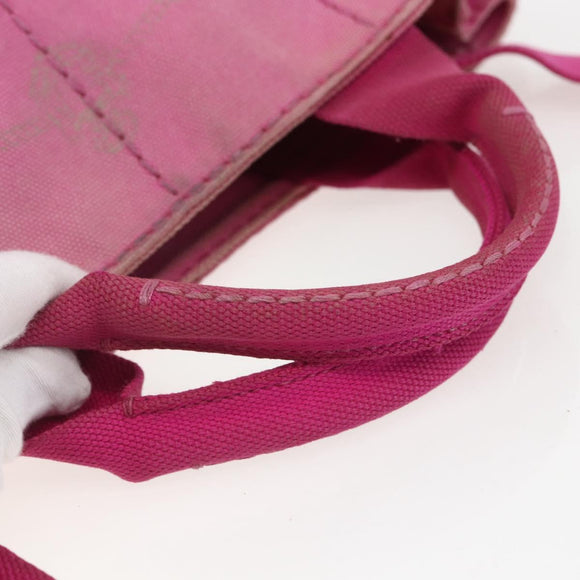 PRADA Canapa PM Hand Bag Canvas 2way Pink Gold Auth ti3547