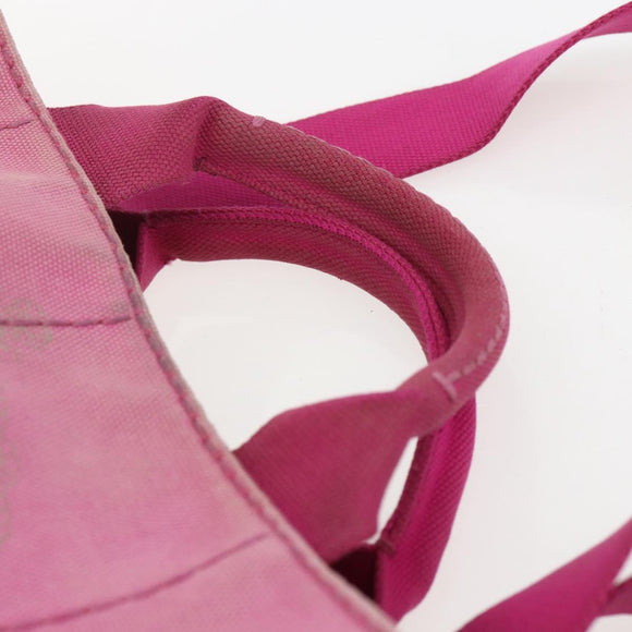 PRADA Canapa PM Hand Bag Canvas 2way Pink Gold Auth ti3547