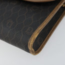 Christian Dior Honeycomb Canvas Chain Shoulder Bag PVC Black Gold Auth ti3549-10
