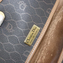 Christian Dior Honeycomb Canvas Chain Shoulder Bag PVC Black Gold Auth ti3549-16