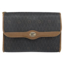 Christian Dior Honeycomb Canvas Chain Shoulder Bag PVC Black Gold Auth ti3549-2