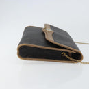 Christian Dior Honeycomb Canvas Chain Shoulder Bag PVC Black Gold Auth ti3549-4