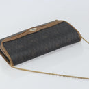 Christian Dior Honeycomb Canvas Chain Shoulder Bag PVC Black Gold Auth ti3549-6