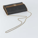 Christian Dior Honeycomb Canvas Chain Shoulder Bag PVC Black Gold Auth ti3549-7