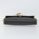 Christian Dior Honeycomb Canvas Chain Shoulder Bag PVC Black Gold Auth ti3549-9