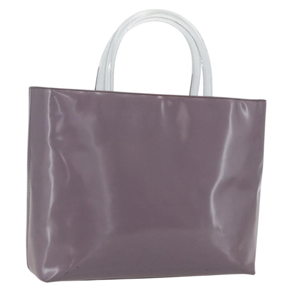 PRADA Hand Bag Patent leather Purple Silver Auth ti3551