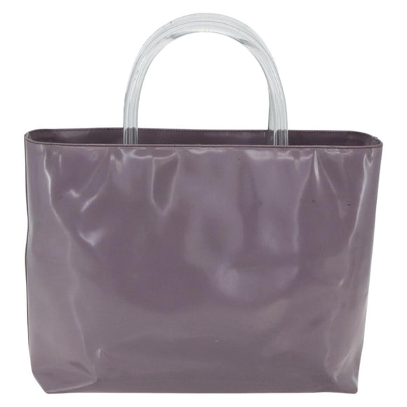 PRADA Hand Bag Patent leather Purple Silver Auth ti3551