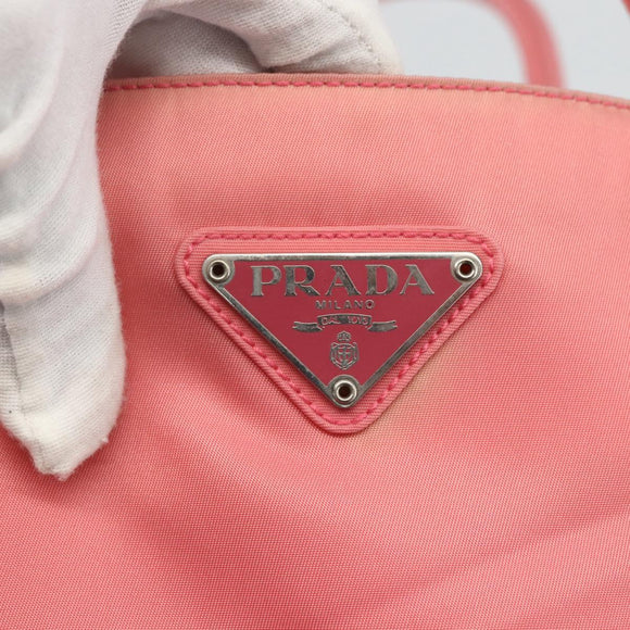 PRADA Hand Bag Nylon Pink Silver Auth ti3552