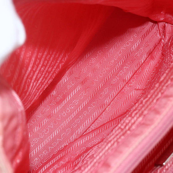 PRADA Hand Bag Nylon Pink Silver Auth ti3552