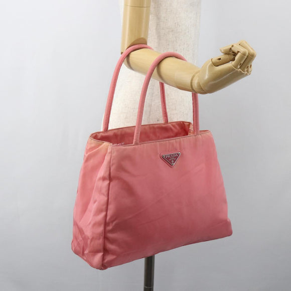 PRADA Hand Bag Nylon Pink Silver Auth ti3552