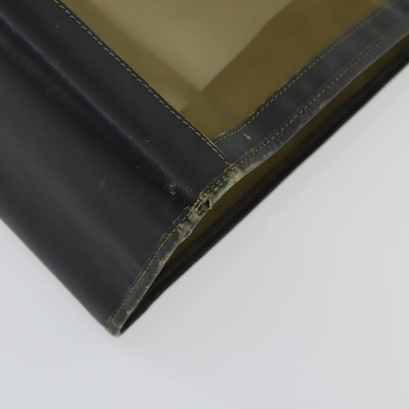 FENDI mesh Tote Bag Nylon Leather Khaki Gold Auth ti3553