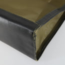 FENDI mesh Tote Bag Nylon Leather Khaki Gold Auth ti3553-15