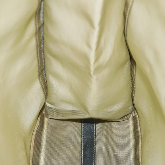 FENDI mesh Tote Bag Nylon Leather Khaki Gold Auth ti3553