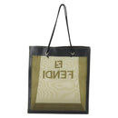 FENDI mesh Tote Bag Nylon Leather Khaki Gold Auth ti3553-2