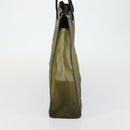 FENDI mesh Tote Bag Nylon Leather Khaki Gold Auth ti3553-3