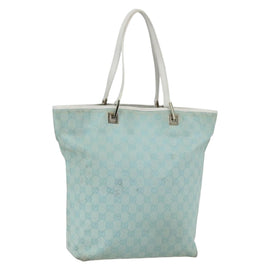 GUCCI GG Canvas Tote Bag Light Blue Gold 002 1098 Auth ti3554