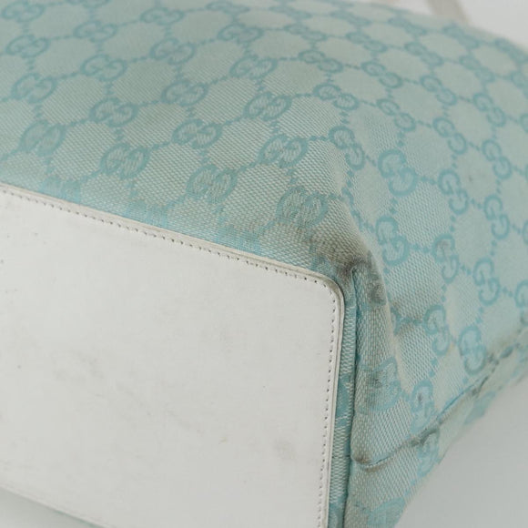GUCCI GG Canvas Tote Bag Light Blue Gold 002 1098 Auth ti3554
