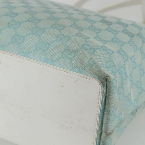 GUCCI GG Canvas Tote Bag Light Blue Gold 002 1098 Auth ti3554