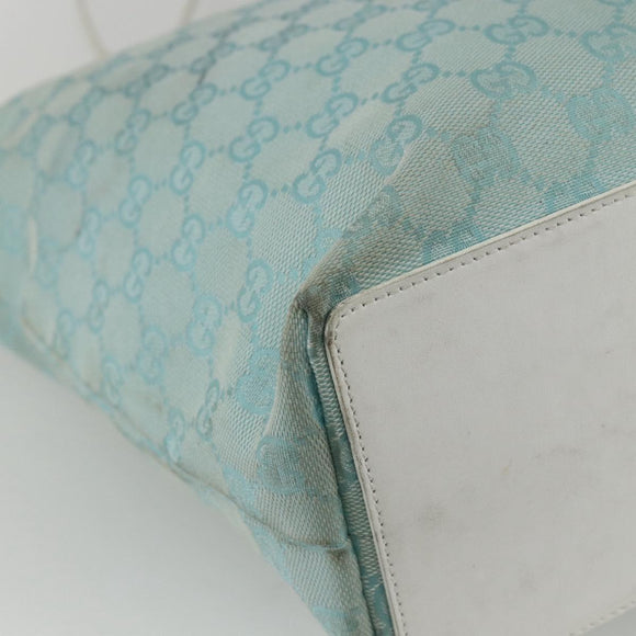 GUCCI GG Canvas Tote Bag Light Blue Gold 002 1098 Auth ti3554