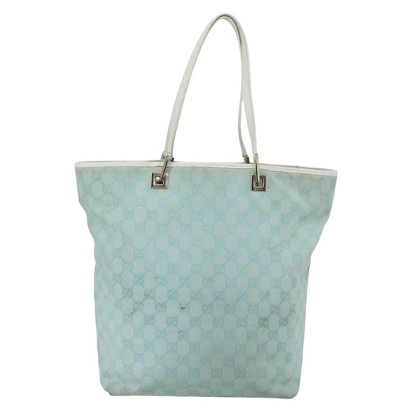GUCCI GG Canvas Tote Bag Light Blue Gold 002 1098 Auth ti3554