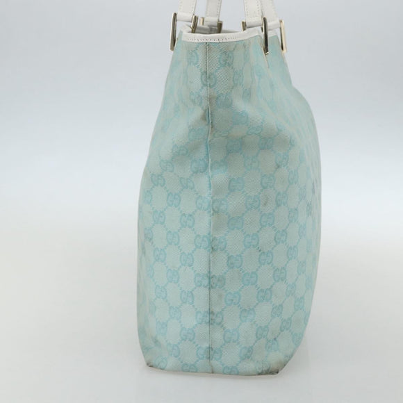 GUCCI GG Canvas Tote Bag Light Blue Gold 002 1098 Auth ti3554