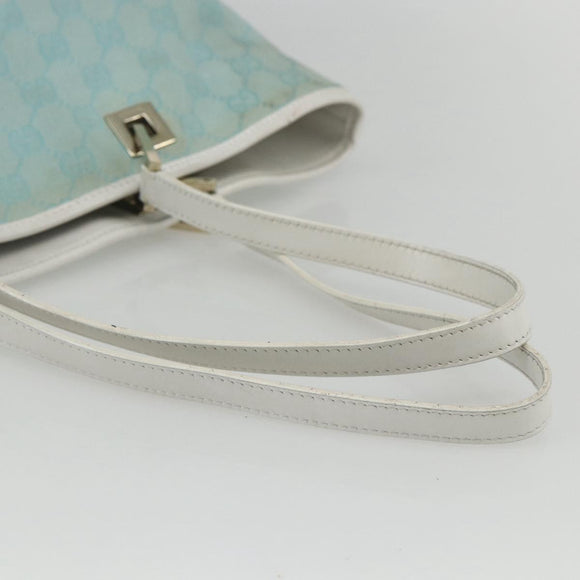 GUCCI GG Canvas Tote Bag Light Blue Gold 002 1098 Auth ti3554