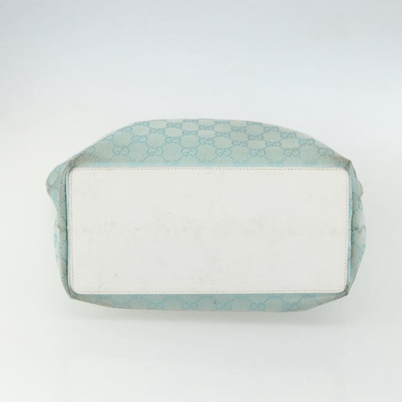 GUCCI GG Canvas Tote Bag Light Blue Gold 002 1098 Auth ti3554
