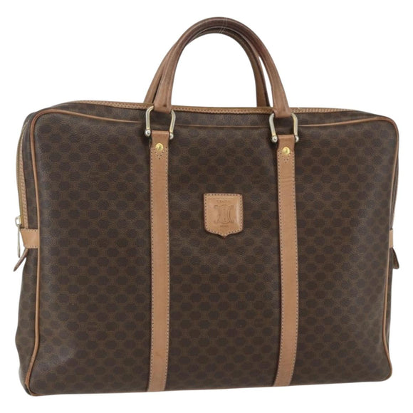 CELINE Macadam Canvas Business Bag PVC Brown Gold Auth ti3555