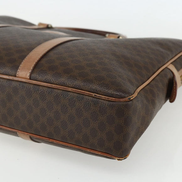 CELINE Macadam Canvas Business Bag PVC Brown Gold Auth ti3555