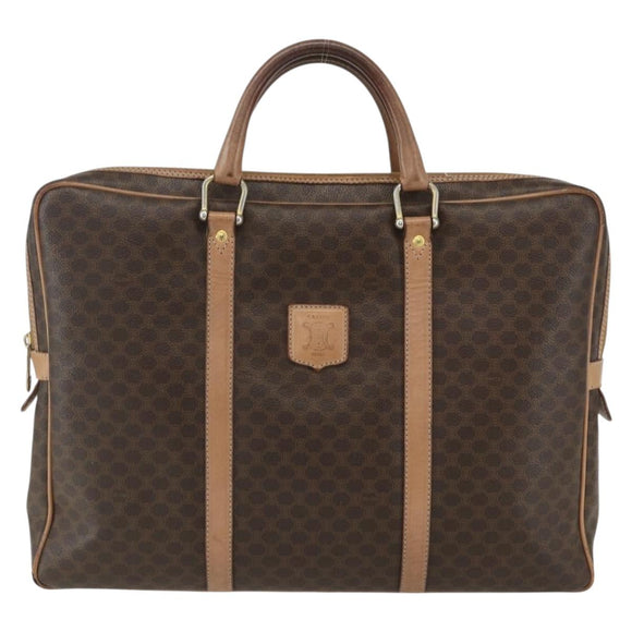 CELINE Macadam Canvas Business Bag PVC Brown Gold Auth ti3555