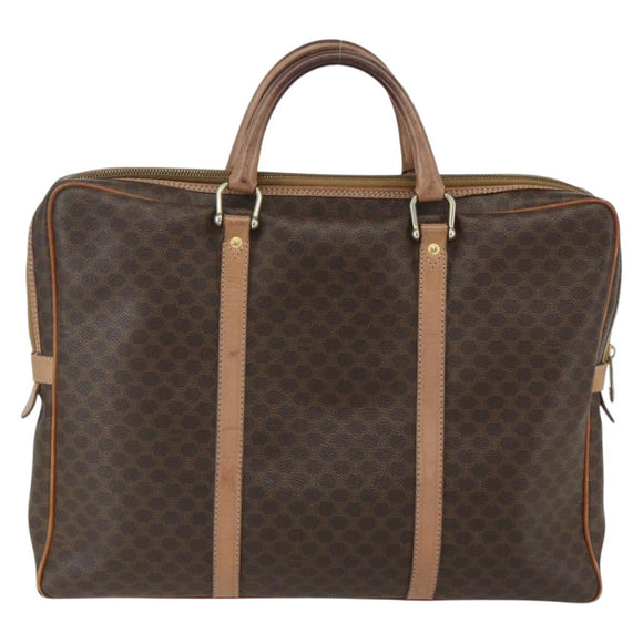 CELINE Macadam Canvas Business Bag PVC Brown Gold Auth ti3555