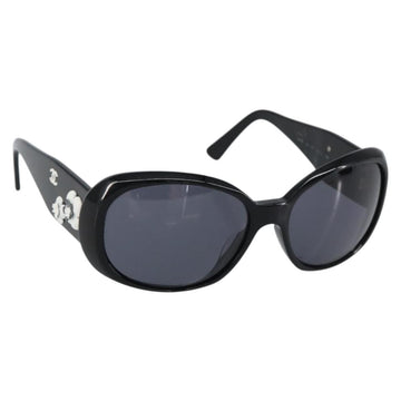 CHANEL COCO Mark Camelia Sunglasses plastic Black CC Auth ti3556