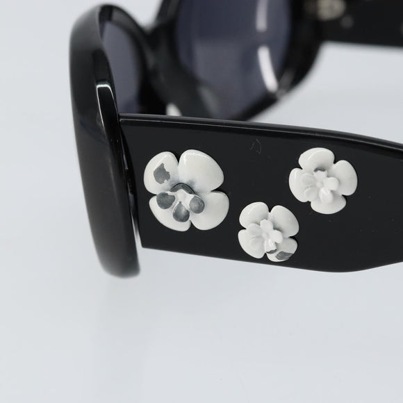 CHANEL COCO Mark Camelia Sunglasses plastic Black CC Auth ti3556