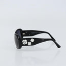 CHANEL COCO Mark Camelia Sunglasses plastic Black CC Auth ti3556-4