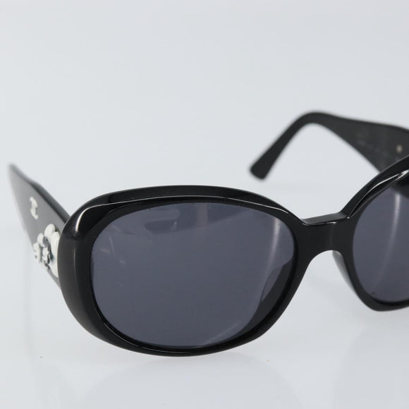 CHANEL COCO Mark Camelia Sunglasses plastic Black CC Auth ti3556