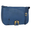 FENDI Chameleon Shoulder Bag Leather Blue gold Auth ti3558-1