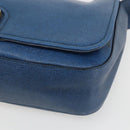FENDI Chameleon Shoulder Bag Leather Blue gold Auth ti3558-10