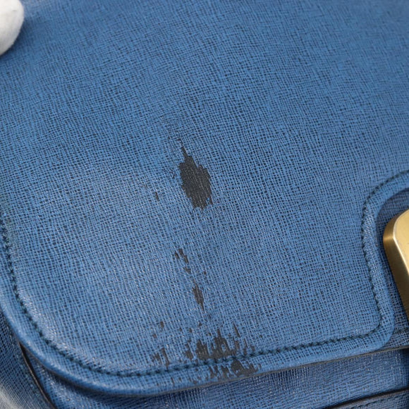 FENDI Chameleon Shoulder Bag Leather Blue gold Auth ti3558